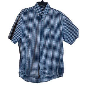 Wrangler George Strait Collection Shirt Men Size Medium Black Sea Foam  Plaid